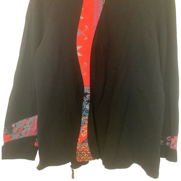 Parsley & Sage Boho Jacket L Black Sweater Full Zip Artsy Festival Funky Goth - Picture 11 of 12